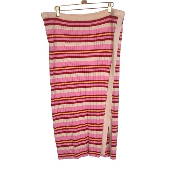526 America/Revolve Hortizontal Ribbed Midi Skirt SZ XL - Picture 1 of 6